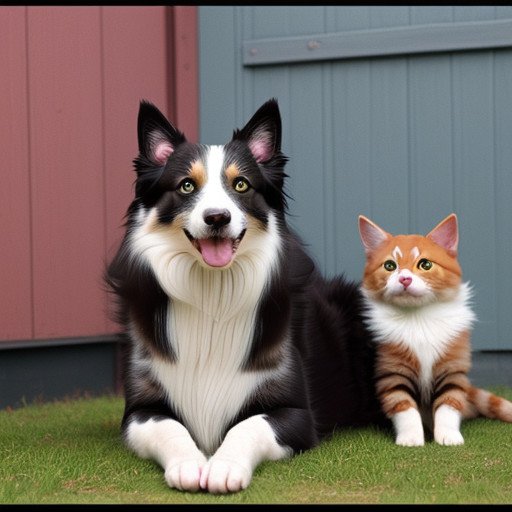 Collie dog and cat 