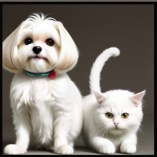 Maltese dog breeds and cat 